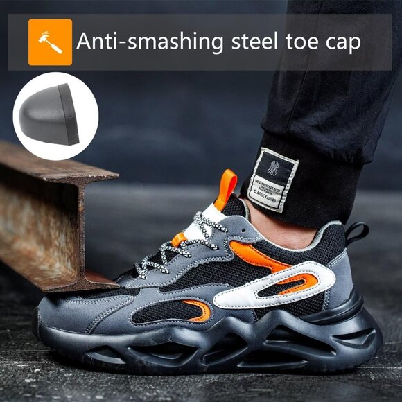 ✨Women Black Steel Toe Shoes Wide fit Lightweight Slip Resistant Proof Toe Shoes - Picture 4 of 6